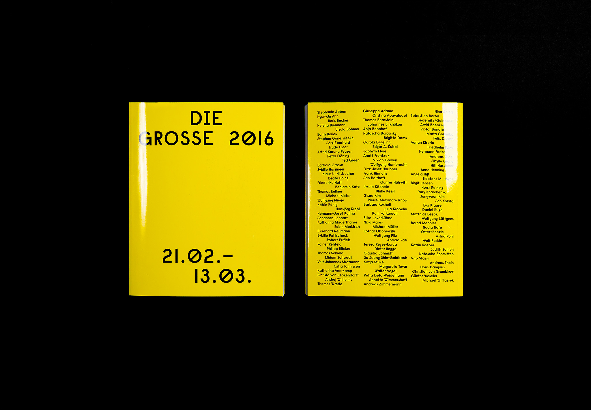 Abbildung gelber Kunstkatalog Vorder- und Rückseite / Illustration yellow art catalog front and back