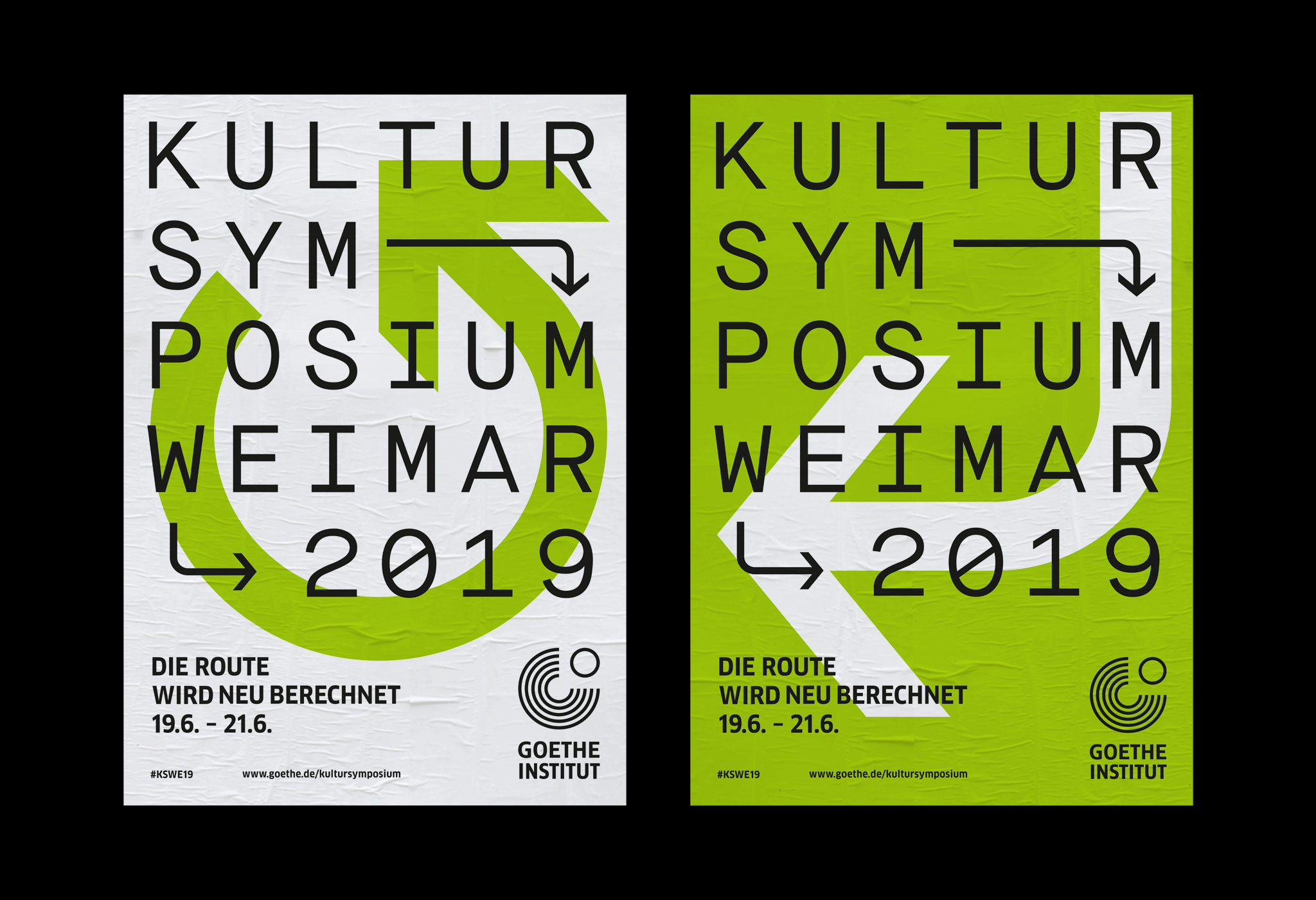 2 Plakate grün weiß und Riesenschrift / 2 posters green white and giant font