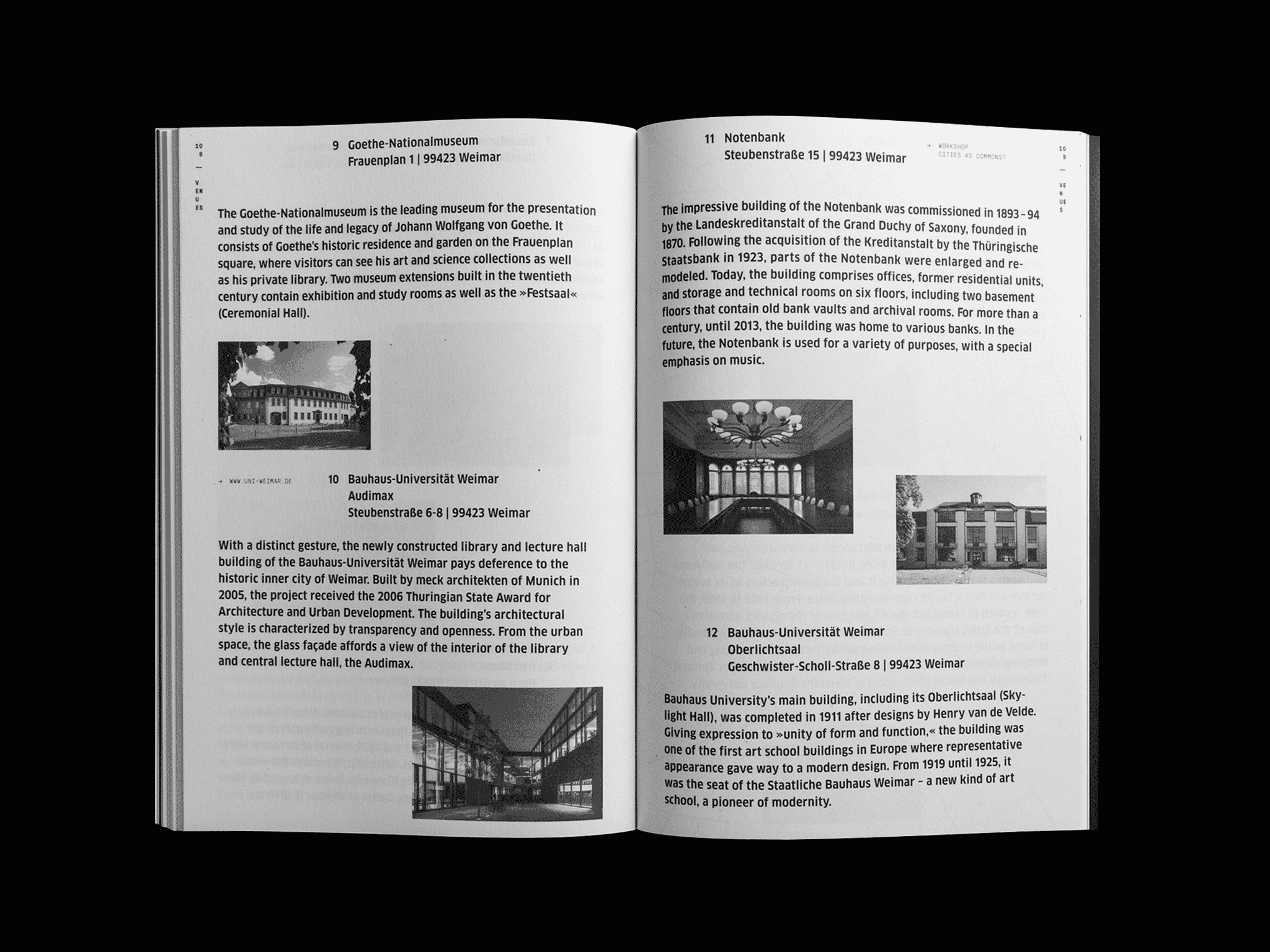 Doppelseite Katalog mit architektonischen Fotografien / Double page catalog with architectural photographs