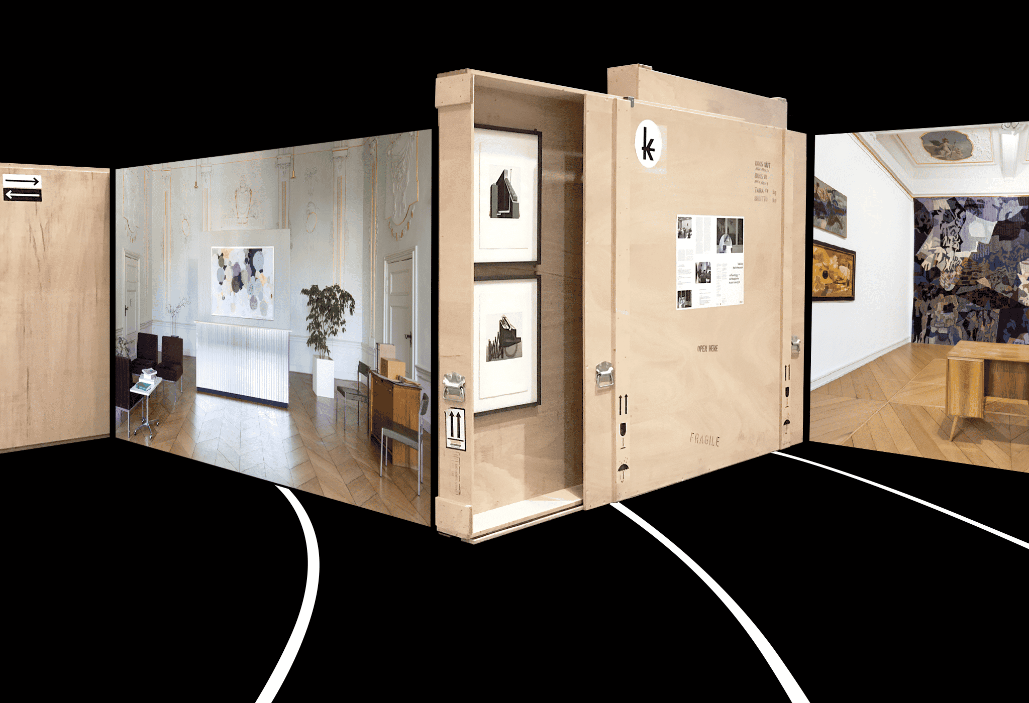 Tapezierte + beschriftete Transportkisten / Art transport boxes with wallpaper