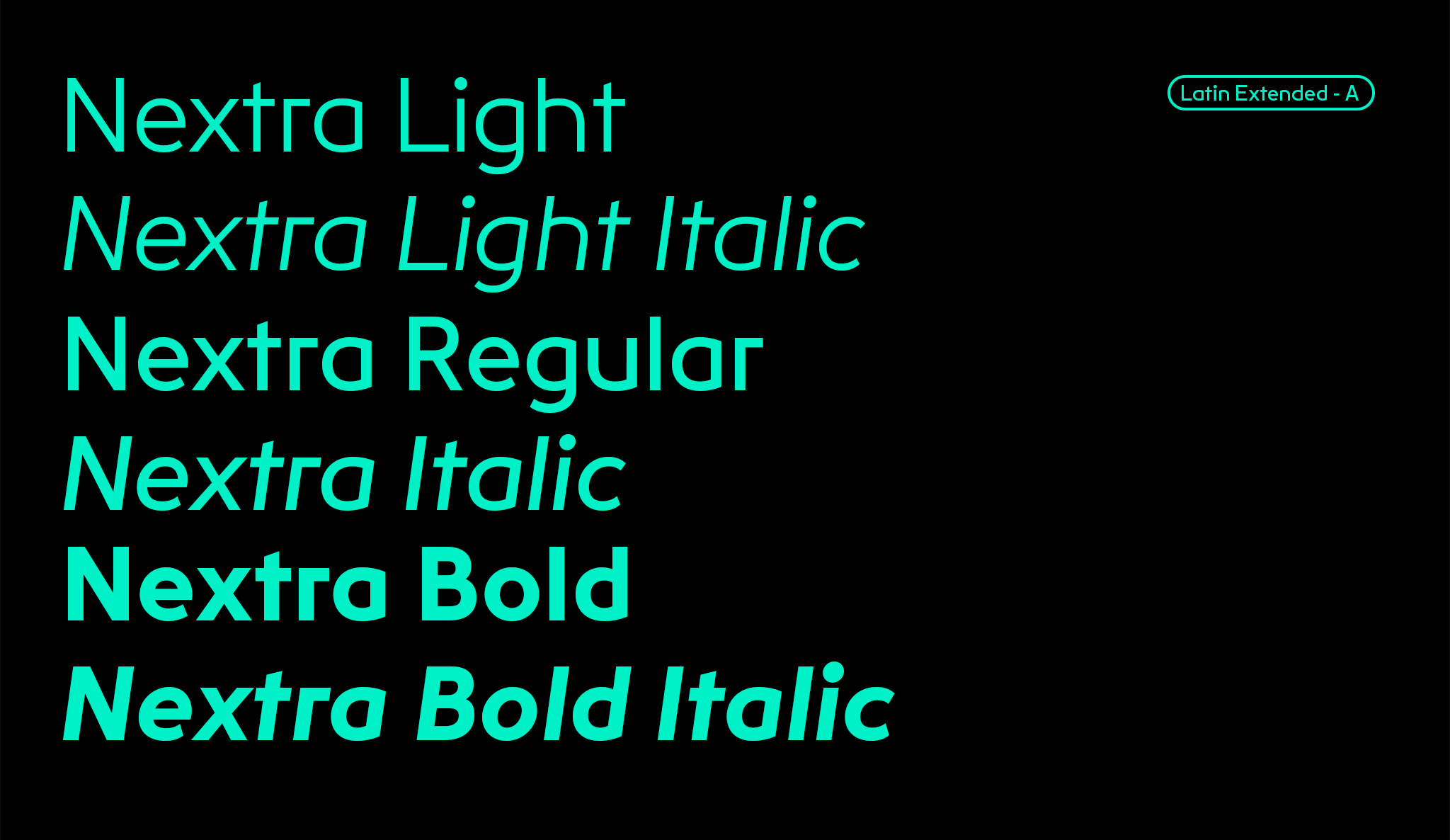 Übersicht der Schriftschnitte von Light bis Bold-Italic / Overview of font styles from Light to Bold-Italic