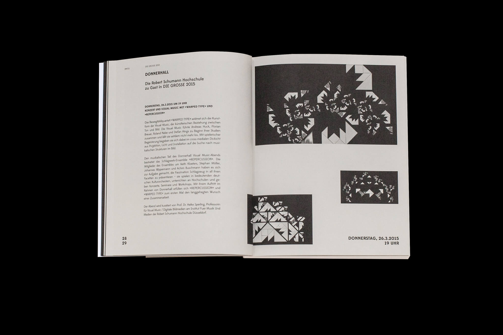 Doppelseite Kunstkatalog mit Text und Fotografie / Double page art catalog with text and photography